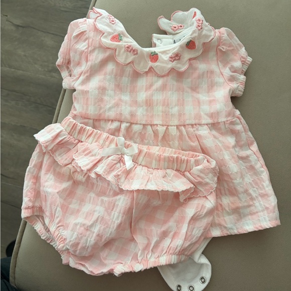 Nicole Miller Other - Nicole Miller Pink Gingham Diaper Cover Set